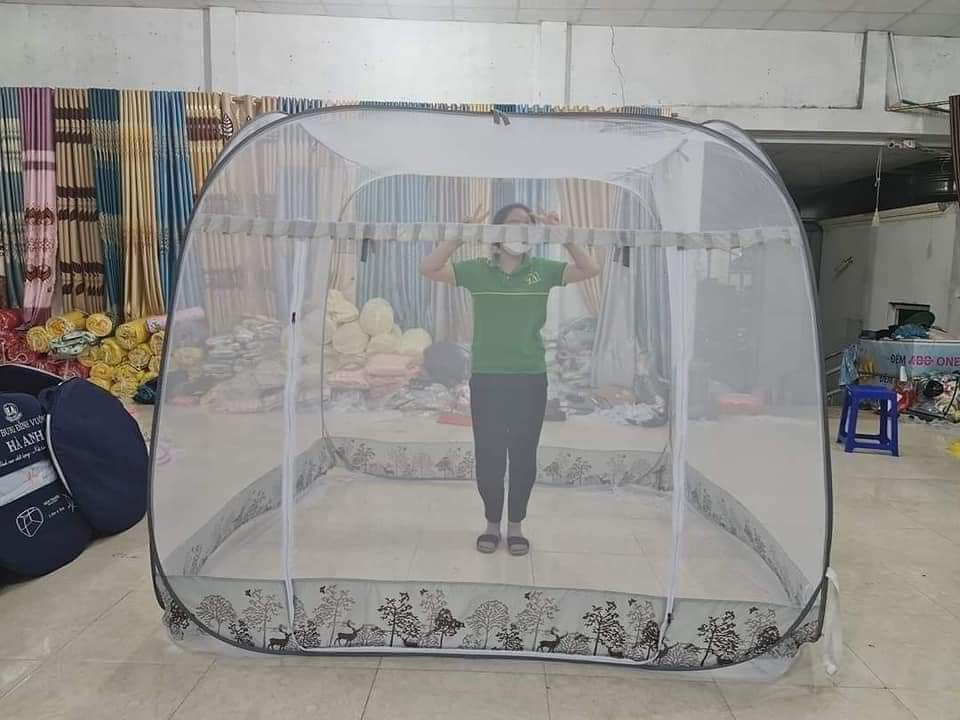 Màn ngủ tự bung đỉnh vuông cao cấp 1m6 x 2m